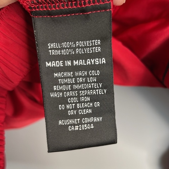 FootJoy Mens Red Windbreaker Shirt Jacket Red V-Neck Short Sleeve Pockets Golf S - Picture 10 of 12